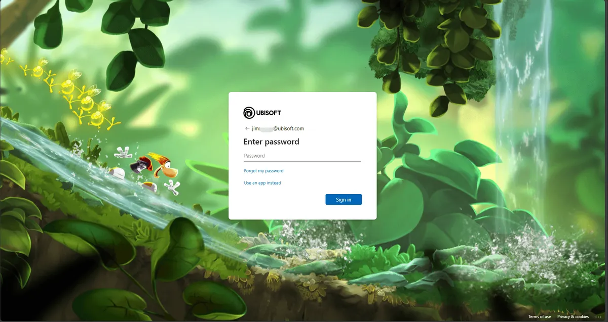 The login page requesting the user's password.