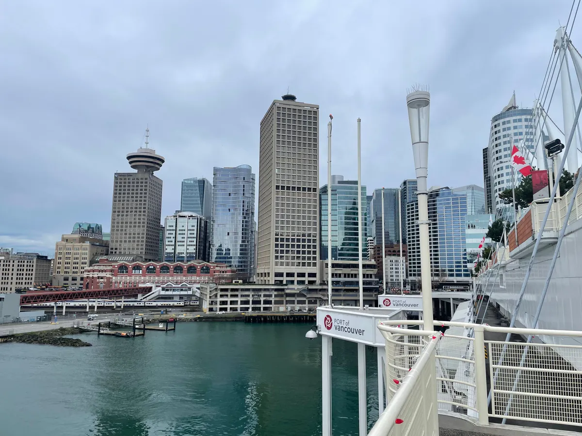 Looking at the skyscrapers across the port in Vancouver.